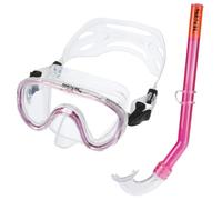 SET MARINA MASCHERA + BOCCAGLIO IN SILICONE COLORE TRASPARENTE ROSA (Completo pe