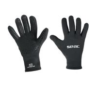 SEAC Prime Gloves, Guanti in Neoprene 2 mm da Subacquea, Foderati in Nylon, Palmo Antiscivolo Unisex-Adult, Nero, S