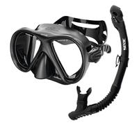 SEAC Set Bis Iena Dry - Set Maschera a Doppia Lente in Silicone e Snorkel con Sistema Dry Top e Valvola di Spurgo, per Immersioni e Snorkeling