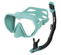 SEAC Set bis X-Frame Dry - Set Snorkeling Adulto con Maschera Frameless Monolente in Vetro Temperato e Snorkel Dry Top | Silicone, Valvola di Spurgo e Boccaglio Ergonomico per Immersioni e Snorkeling