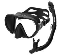 SEAC Set Bis X-Frame Dry - Set Snorkeling Adulto con Maschera Frameless Monolente in Vetro Temperato e Snorkel Dry Top | Silicone, Valvola di Spurgo e Boccaglio Ergonomico per Immersioni e Snorkeling