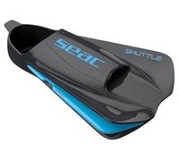 SEAC Shuttle Pinne Corte da Nuoto 100% Silicone per allenamenti Cardio e di Forza Unisex-Adult, Nero/Azzurro (Black/Blue Sport), 37/38 EU