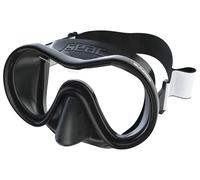 SEAC Sunrise, Maschera Monolente in Vetro Temperato per Immersione e Snorkeling con Fibbia 3D, con Testiera in Tessuto o Silicone , Nero
