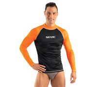 SEAC T-Sun Long Man, Maglia Protettiva Rash Guard per Snorkeling e Nuoto Anti UV, Nero/Arancione, L