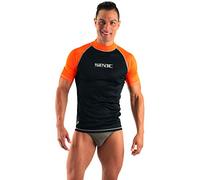 SEAC T-Sun Short Maglia Protettiva Rash Guard per Snorkeling e Nuoto Anti UV Uomo Nero/Arancione XXS