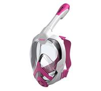Seac Unica, Maschera Subacquea Integrale in Silicone per Snorkeling, Full Face Mask con Visione 180°, Borsa Porta Maschera, JUNIOR, bianco/rosa