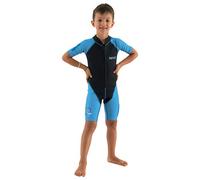 SEAC Unisex Bambini Muta Shorty in Neoprene da 1.5 mm e Lycra per il Nuoto, lo Snorkeling e il Gioco in Acqua, Nero/Azzurro, 9 Anni