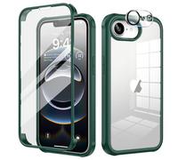 seacosmo Cover per iPhone 16e, Vetro Temperato 9H Integrato per Schermo, Pellicola HD per Protezione Fotocamera, Custodia Rugged 360 Gradi Antiurto, Fronte e Retro Doppia Faccia Case, Verde