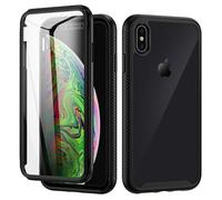 seacosmo Cover per iPhone XS Max, Custodia Rugged Antiurto 360 Gradi con Protezione Schermo Integrata, Case Doppia Faccia Full Fronte Retro per Cellulare - Nero