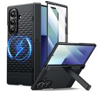 seacosmo Cover per Samsung Galaxy Z Fold 7 con Supporto, Compatibile con MagSafe, Pellicola in Vetro Temperato Integrata, Protezione per Cerniera, Custodia Antiurto Magnetica, Nero