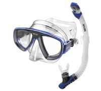 SEAC Set Bis Extreme Dry, Set in Silicone per Immersioni e Snorkeling con Maschera e Snorkel con Sistema Dry Top e Valvola di Spurgo, Blu