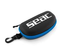 SEAC Goggle Case, Custodia Semi-Rigida Porta Occhialini da Nuoto Semirigida, con Moschettone di Aggancio, Nero/Blu