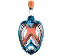 Seac Magica, Maschera Snorkeling Full Face Integrale Anti Appannamento con Morbido Facciale in 4 Taglie, Valvola di Spurgo e Snorkel Dry Top, blu/arancione, L/XL