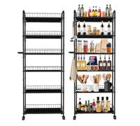Seadasyoon Carrello sottile a 6 ripiani con maniglia, scaffale mobile da 15,2 cm con ruote, in filo metallico con cestini, per cucina, bagno, ufficio, lavanderia, Piaces stretti