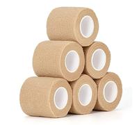SEADESKY Benda Elastica Autoadesiva Bendaggio Coesivo Garza Adesiva Coesiva Bende Non Tessute Sport Nastro Sportivo Autoadesivo Salvapelle per Mani, Piedi 5cm x 4.5m, 6 Rotoli (Colore Della Pelle)