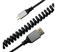 Seadream Cavo micro HDMI a spirale 4K; cavo da micro HDMI a HDMI a cavo a spirale allungato da 50 cm a 200 cm, supporta Ethernet, 3D 4K, guscio in alluminio