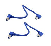 Seadream Cavo per stampante USB 3.0 angolato; confezione da 2 cavi SuperSpeed USB 3.0 A maschio ad angolo di 90 gradi a USB 3.0 B maschio, 30 cm (A destra B sinistra)