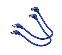 Seadream Cavo USB 3.0 ad angolo retto per stampante; confezione da 2 cavi USB 3.0 SuperSpeed da 30 cm ad angolo sinistro a USB 3.0 B maschio ad angolo retto