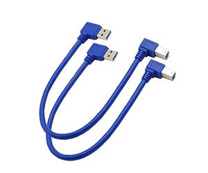 Seadream Cavo USB 3.0 ad angolo retto per stampante; confezione da 2 cavi USB 3.0 SuperSpeed da 30 cm ad angolo retto a USB 3.0 B maschio ad angolo retto