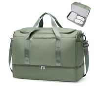 SEAFEW Borsone da Viaggio Extra Grande 50L, Bagaglio a Mano Borsa da Viaggio con Scomparto per le Scarpe, Borsa Sportiva Borsone da Palestra da Weekend,N2-Verde