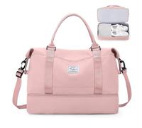 SEAFEW Borsone da Viaggio Extra Grande 50L Bagaglio a Mano Borsa da Viaggio | Weekender Duffle Bag leggero Borsa Palestra Sportiva con scomparto scarpe Borsa Ospedale Parto per Uomo e Donna,Rosa
