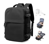 SEAFEW Zaino Sottovuoto da Viaggio con Pompa Borsa da Cabina per Easyjet Aereo Bagaglio a Mano Impermeabile Lavoro e Scuola Trekking Casual Daypack per 14" laptop,F01-Nero