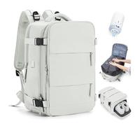 SEAFEW Zaino Sottovuoto da Viaggio con Pompa, Borsa da Cabina per Easyjet Bagaglio a Mano Impermeabile Lavoro e Scuola Trekking Casual Daypack per 15.6" laptop,M4-Bianco