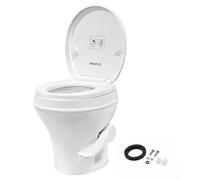 SEAFLO Toilette per camper/camper ad altezza residenziale, altezza standard 47 cm, sistema di lavaggio a gravità, funzionamento a pedale, sedile con chiusura ammortizzata, ciotola oversize facile da