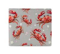 Seafood Marine Crabs Cherry Flowers Billfold portafoglio in pelle borsa carino porta carte frizione per viaggi d'affari, Stile:, Taglia unica
