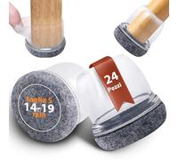 Seaforie Tappi per gambe della sedia, 24 pezzi, rotondi, 14-19 mm, con feltro a 360° e diametro regolabile per tappi di protezione, antiscivolo, lavabili per sedie, colore: grigio trasparente