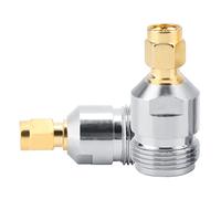 SEAFRONT Adattatore Coassiale RF Tipo N Femmina a SMA Maschio da 2 Pezzi, Connettore N a SMA, Adattatore Coassiale RF da Femmina a Maschio con Rame Placcato Oro per Test 0-6GHz