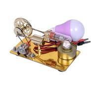 SEAFRONT Motore Stirling Ad Aria Calda con Base in Lega, a Forma di Stella a 6 Punte, Lampadina a LED, Esperimento Scientifico Educativo per Adulti, Bambini e Insegnanti (GOLD)