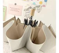 SEAFRONT Ombrellone Pieghevole, Ombrellone per Protezione Solare in Gomma Nera di Colore Puro con Blocco per Viaggi e Uso Esterno (Bianco e Marrone)