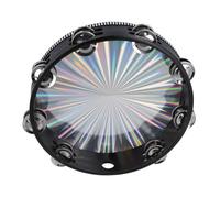 SEAFRONT Radiante Tambourine Reflective Drum Percussion Strument Wood Handbell Music Double Row Jingles per Dance Party KTV Educazione Musicale KTV (10 pollici)