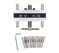 SEAFRONT Self -centratura del Kit di Maschere di Doweling 6 Guide di Trapano Boccole Set di Biscotti in Legno Strumento per Utensili per la Lavorazione del Legno di Accessori per (SILVER)