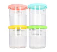 SEAFRONT Set di 4 Contenitori per Gelato Trasparenti, Bicchieri di Plastica Riutilizzabili con Coperchi Colorati per Macchine NC500 NC501, Conservazione degli Alimenti nel Congelatore per frappè (#1)