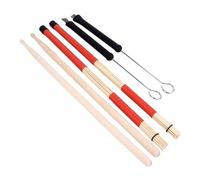 SEAFRONT Set di Bacchette per Batteria, Spazzole in Acciaio, Aste di bambù, 16 Pollici, con Custodia in Velluto, per Accessori per Batteristi Principianti