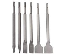 SEAFRONT Set di Scalpelli per Legno da 6 Pezzi Trapano a Percussione Rotante 250mm Punte a Scalpello Piatto con Punta a Gambo Tondo per Demolizione di Cemento in Mattoni e Cemento