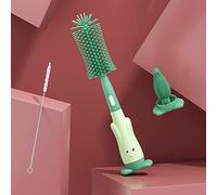 SEAFRONT Set di Spazzole per la Pulizia dei Biberon, Silicone Alimentare con Doppia funzionalità, Strumento di Pulizia Leggero e Portatile per Biberon e Tazze di Latte per Bambini (GREEN)