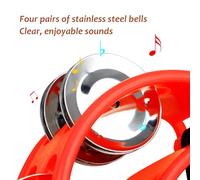 SEAFRONT Tamburello a Percussione, Plastica Resistente con Jingles in Acciaio Inossidabile, Suono Nitido per Chitarristi e Cantautori (rosso)