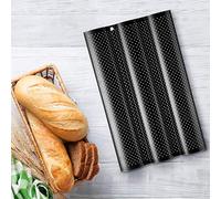 SEAFRONT Teglia per, Teglia per Pane Francese Antiaderente in Acciaio Al Carbonio per 3 Pani, Perfetta per Panettieri Domestici e Cucine Professionali (Colore assortito)