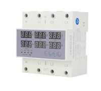 SEAFRONT Voltmetre Rail DIN AC 230-300V Voltmeter, Amperometro Trifase, Protezione Sovracorrente Sovratensione Automatica Contatore di Energia Misuratore Consumo Elettrico Trifase (63A)