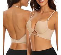 seagallery Reggiseno posteriore basso per le donne Deep Plunge Push Up Wire Lifting Bra con cinghie convertibili multiway, Nude, 5B