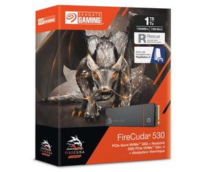 Seagate FireCuda 530, 1 TB, Internal Solid State Drive - M.2 PCIe Gen4 ×4 NVMe 1.4, transfer speeds up to 7,300 MB/s, 3D TLC NAND, 1,275 TBW, Heatsink, (ZP1000GM3A023)