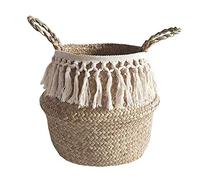 Seagrass - Cesto portaoggetti in giunto, naturale intrecciato, cesto portaoggetti per piante, pane, cestini da mare, grande portaoggetti, biancheria, pic-nic, coprivaso e borsa da spiaggia, M, M