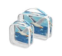 Seagull Flying Over The Ocean - Borsa da viaggio da uomo, approvata TSA, impermeabile, per pennelli da trucco