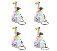 Seagull Mine Button Keychain, Rechargeable Animal Sound Fidget Clicker with LED Light, Funny Interactive Noise Maker Desk Toy for Adults Stress Relief Gift (4Pcs)