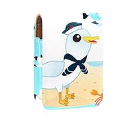 Seagull On The Beach Lip Gloss Holder Lipstick Case Portable Makeup Bag Travel Lipstick Organizer Case con Specchio Mini Rossetto Storage Box per le donne, Multicolore, 9.5x2x7 cm/3.7x0.8x2.7 in