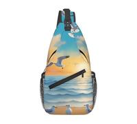 seagulls by the sea Borsa a tracolla casual durevole di grande capacità leggera e traspirante adatta per vari luoghi all'aperto