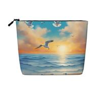 Seagulls by The Sea - Trousse per trucchi in canapa finta, grande capacità, organizer da viaggio per viaggi di lavoro e uso quotidiano
